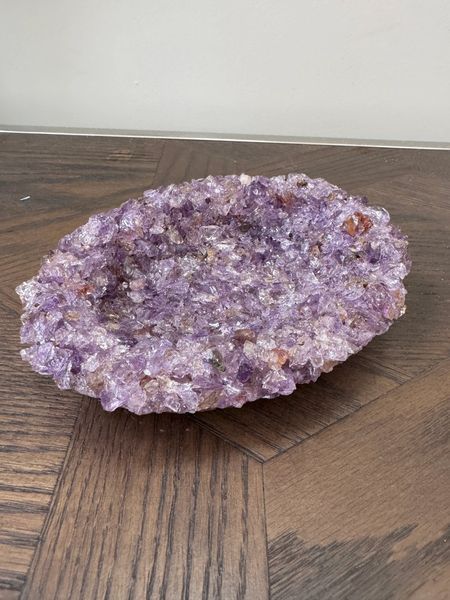 Natural Purple Carved Amethyst Bowl Crystal Specimen