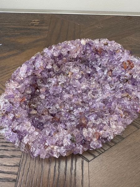 Natural Purple Carved Amethyst Bowl Crystal Specimen