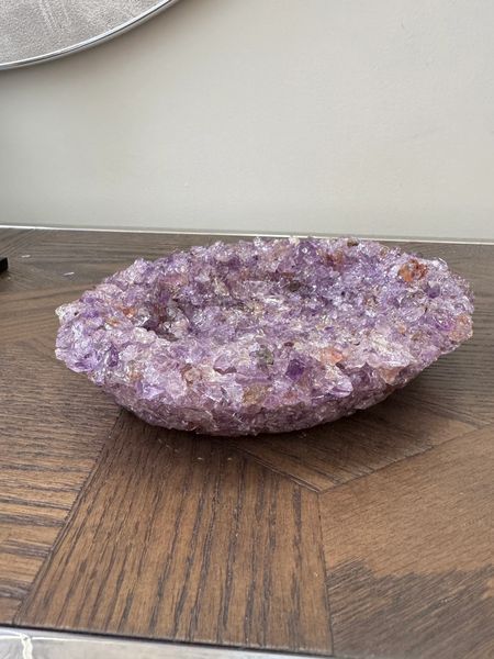 Natural Purple Carved Amethyst Bowl Crystal Specimen
