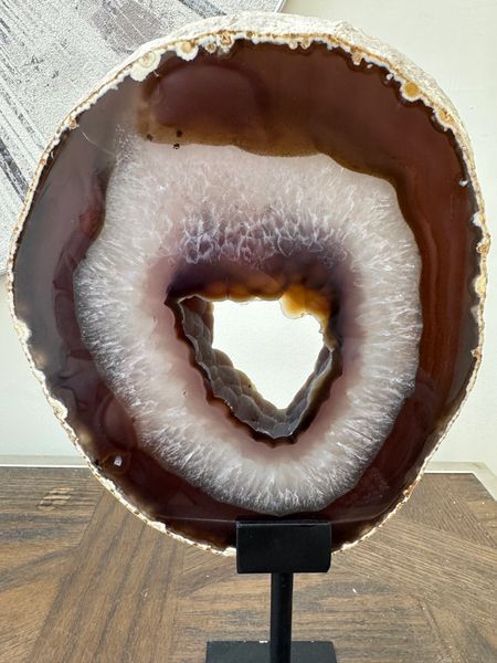 Natural Polished Agate Slice on Stand Crystal Specimen