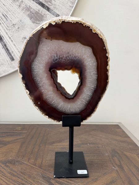Natural Polished Agate Slice on Stand Crystal Specimen