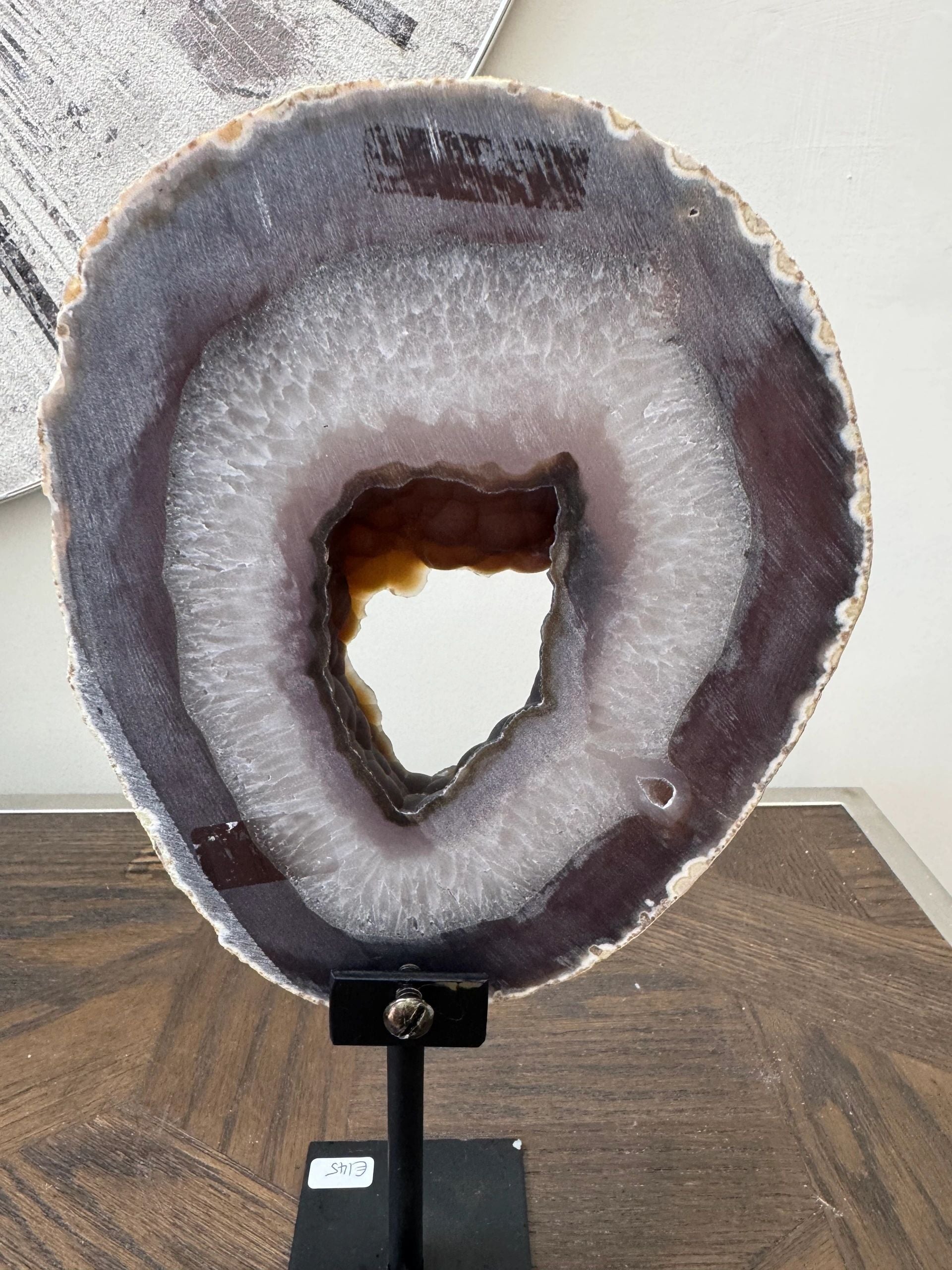 Natural Polished Agate Slice on Stand Crystal Specimen
