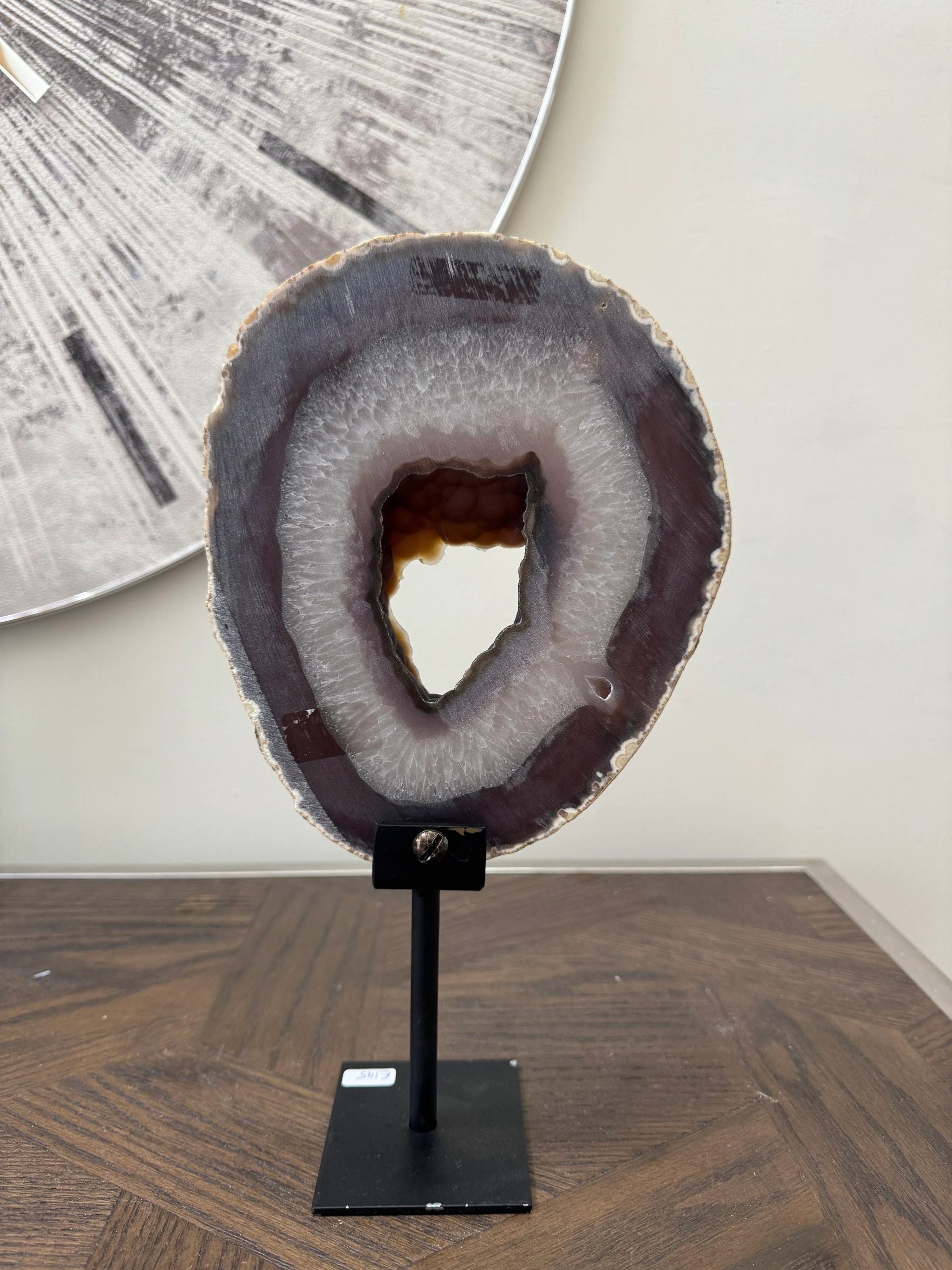 Natural Polished Agate Slice on Stand Crystal Specimen