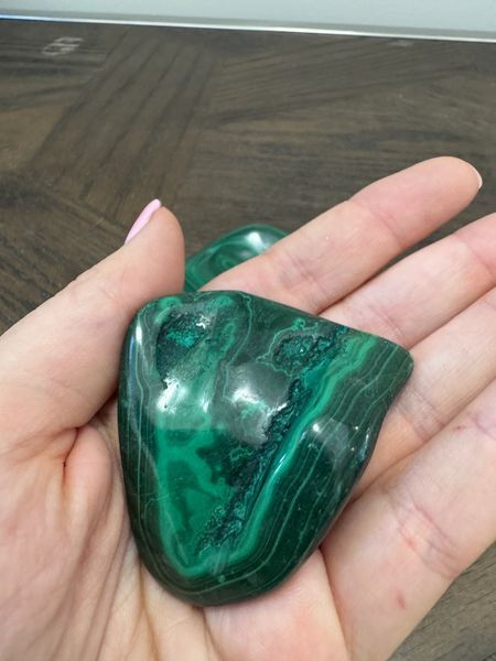 Natural Green Banded Malachite Tumble Crystal Specimen