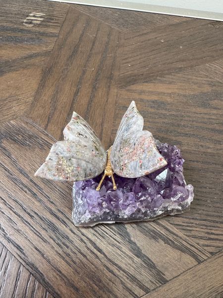 Ocean Jasper Butterfly on Amethyst Freeform Base