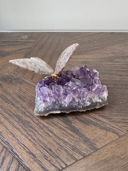 Ocean Jasper Butterfly on Amethyst Freeform Base
