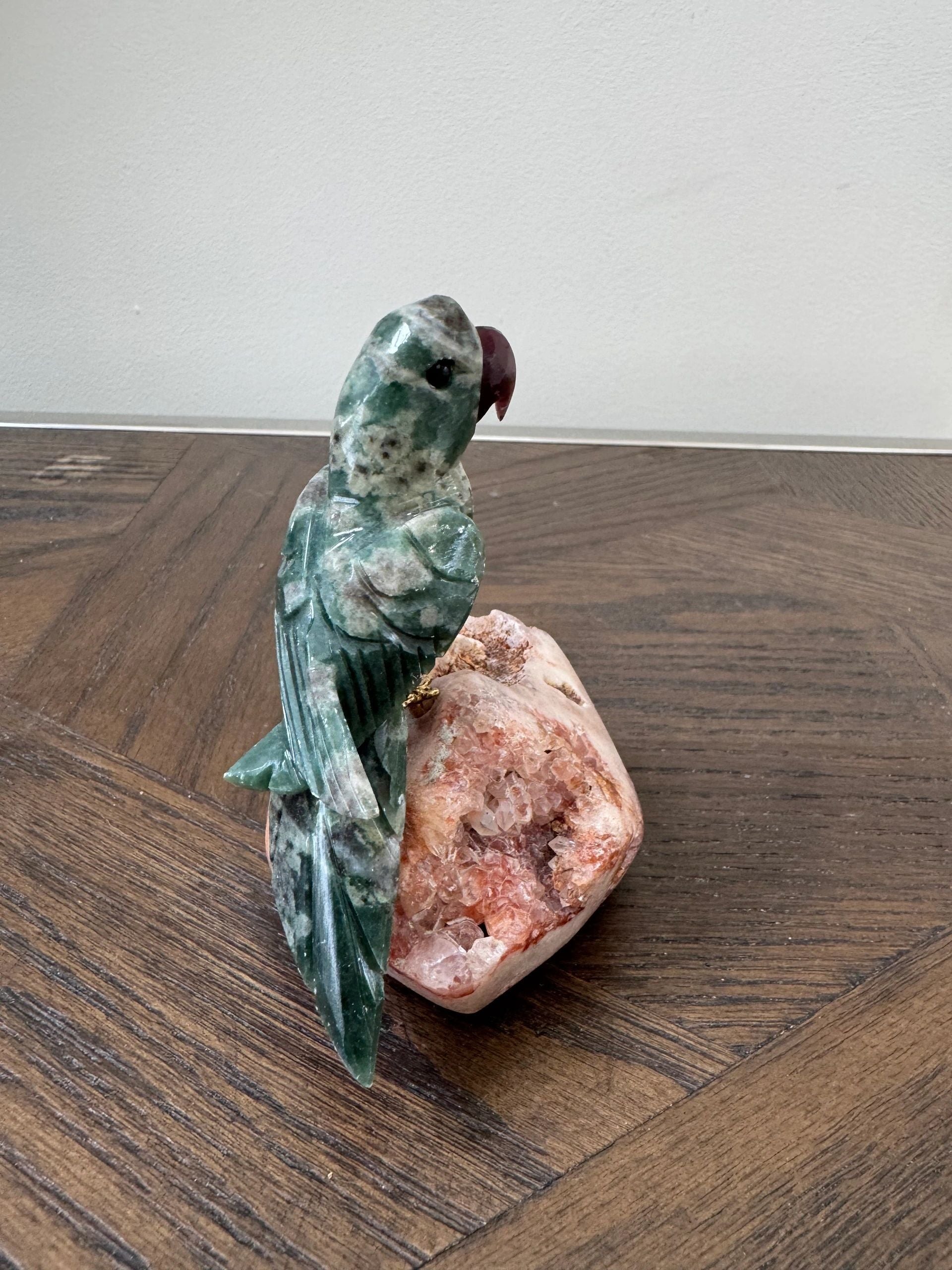 Natural Green Jasper Parrot Carving Crystal Specimen