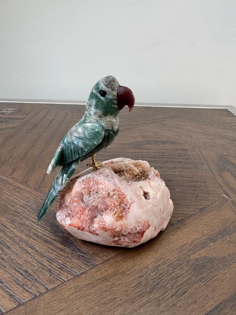 Natural Green Jasper Parrot Carving Crystal Specimen