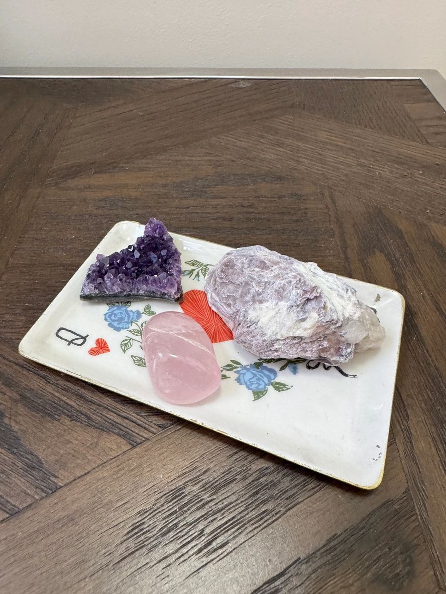 Natural Calm & Comfort Amethyst Lepidolite Rose Quartz Crystal Specimen