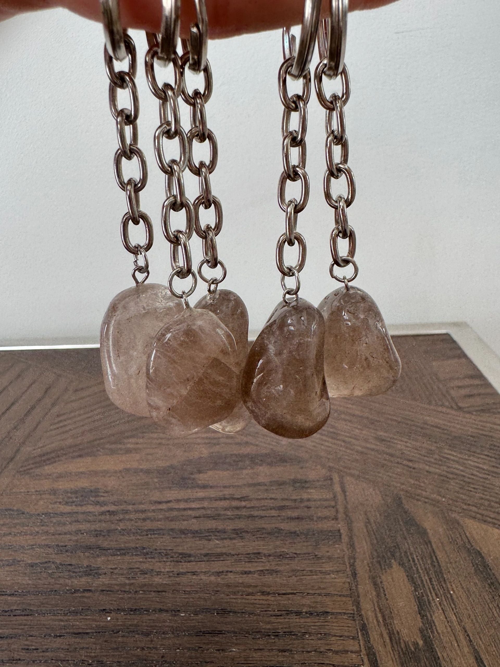 Smoky Quartz Tumbled Keyring