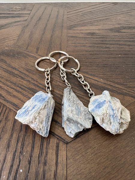 Natural Blue Kyanite Rough Crystal Keyring Specimen
