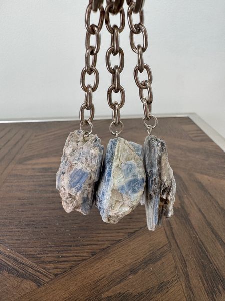Natural Blue Kyanite Rough Crystal Keyring Specimen