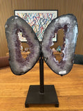 Natural Butterfly Amethyst Geode Pair Crystal Specimen