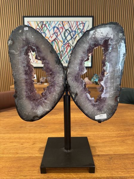 Natural Butterfly Amethyst Geode Pair Crystal Specimen