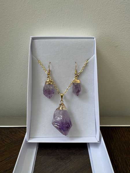 Natural Raw Amethyst Jewelry Set Crystal Specimen