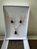 Natural Faceted Black Obsidian Jewelry Set Crystal Specimen