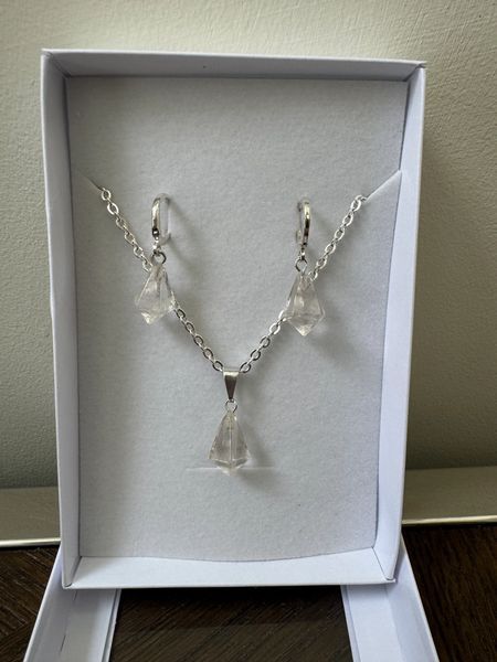 Faceted Clear Quartz Jewelry Set